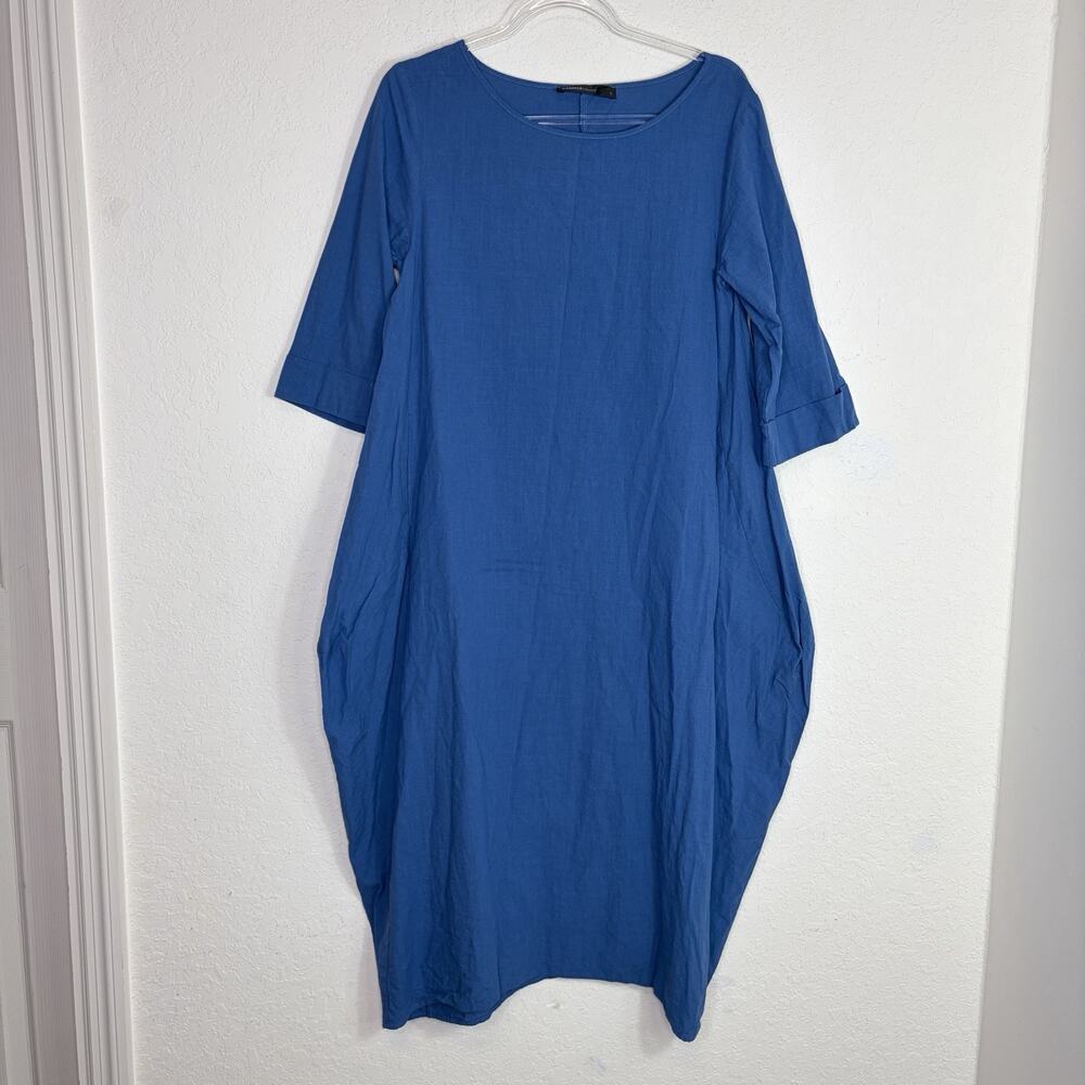 Celmia Collection Blue Lagenlook Balloon Shape Dress Size S, 100% cotton, cool